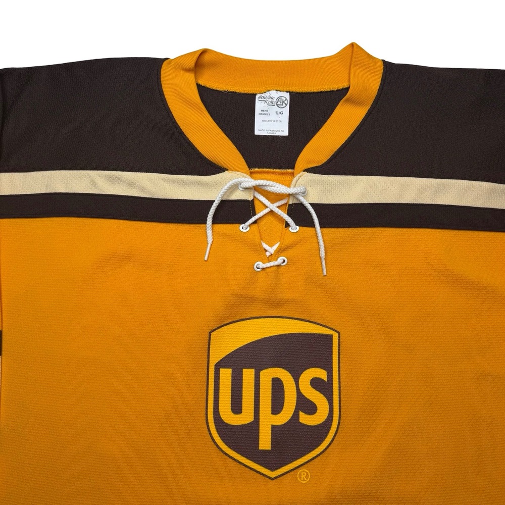 Vintage UPS Athletic‎ Knit AK brown and yellow hockey jersey - Picture 3 of 7